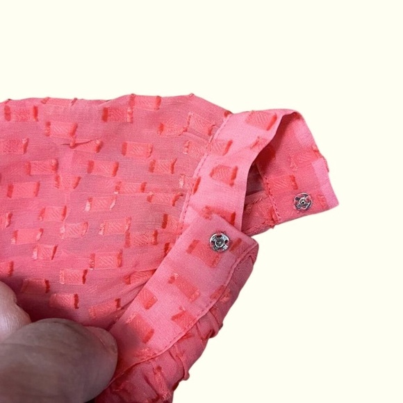 J. Crew Women's Pink Silk Dot V-Neck Blouse Size 0 3/4 Sleeve - Picture 4 of 7